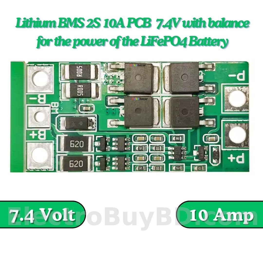 2S 10A BMS Lifepo4 Battery Protection Board with Balance 18650 BMS PCM for Lifepo4 Battery Cell Pack Charging