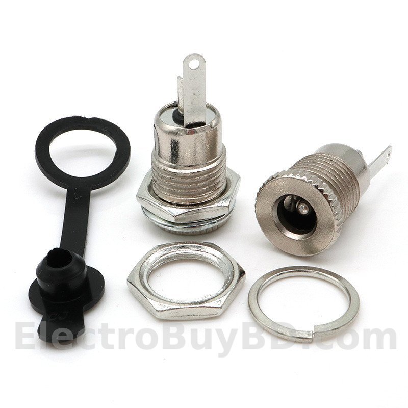 DC-099 is a heavy-duty, metal-female DC power barrel jack (5.5mm x 2.1mm